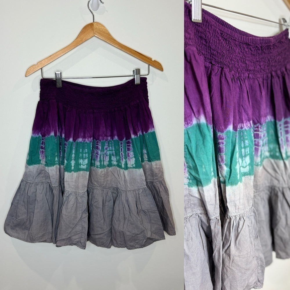 Xhilaration Tie Dye Flowy Purple Skater Skirt (M)